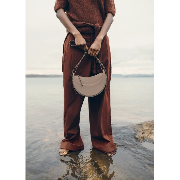 Polène Numéro Dix in Textured Taupe Bag, view 4 | Shoulder & Crossbody Bags | Luxury Shoes 