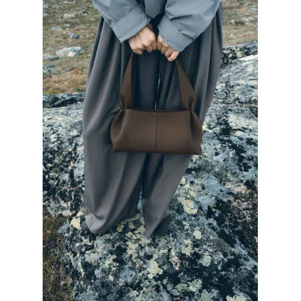 Polène Numéro Neuf East West in Textured Candied Chestnut Bag, view 2 | Shoulder & Crossbody Bags | Luxury Shoes 