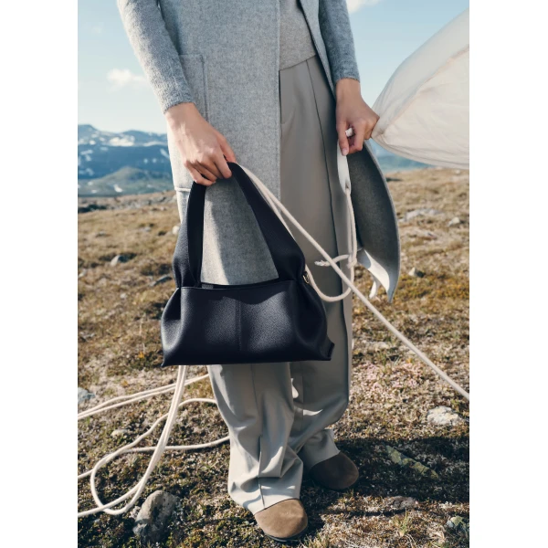 Polène Numéro Neuf East West in Textured Deep Blue Bag, view 3 | Shoulder & Crossbody Bags | Luxury Shoes 