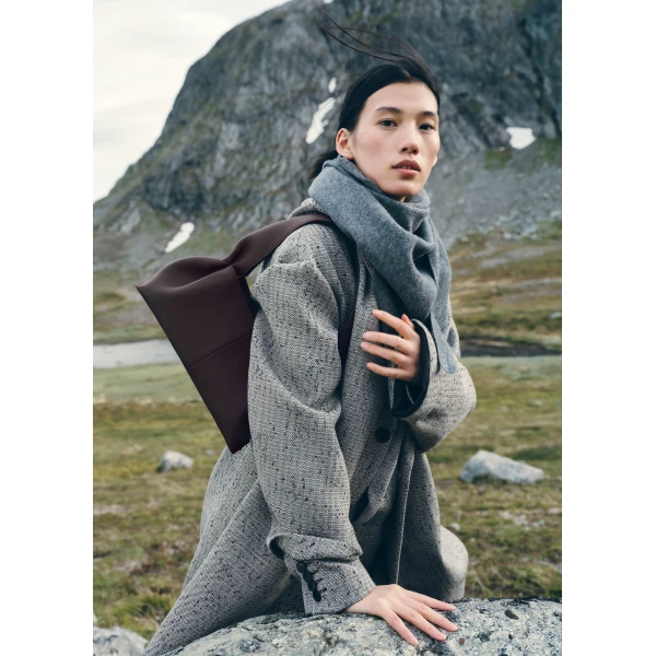 Polène Numéro Neuf East West in Textured Plum Bag, view 4 | Shoulder & Crossbody Bags | Luxury Shoes 