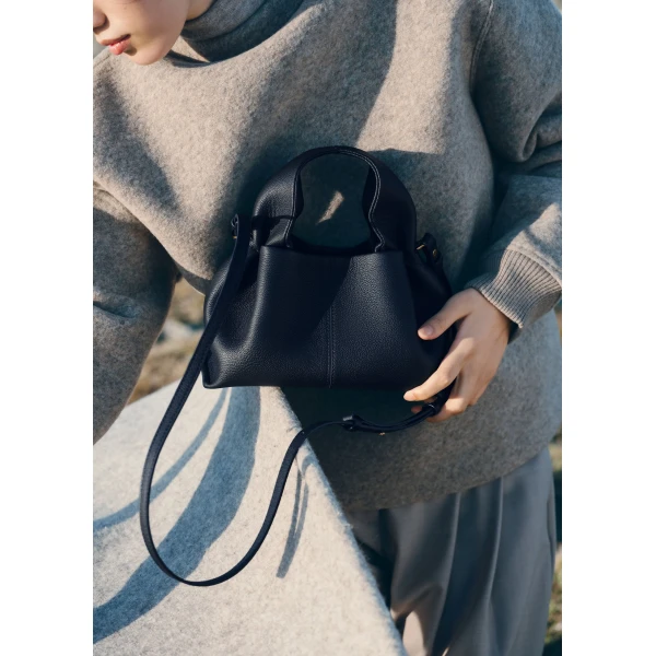 Polène Numéro Neuf Mini in Textured Deep Blue Bag, view 2 | Mini Bags | Luxury Shoes 