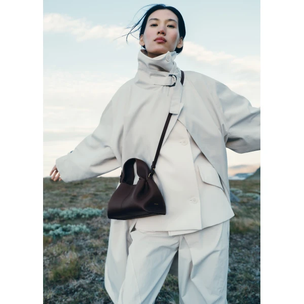 Polène Numéro Neuf Mini in Textured Plum Bag, view 3 | Mini Bags | Luxury Shoes 