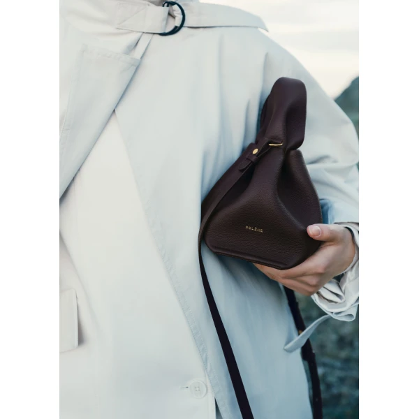 Polène Numéro Neuf Mini in Textured Plum Bag, view 4 | Mini Bags | Luxury Shoes 