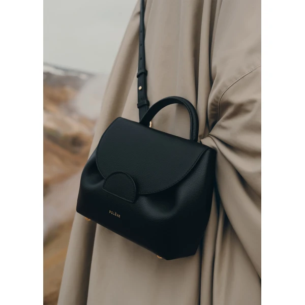 Polène Numéro Un Nano in Textured Black Bag, view 3 | Mini Bags | Luxury Shoes 