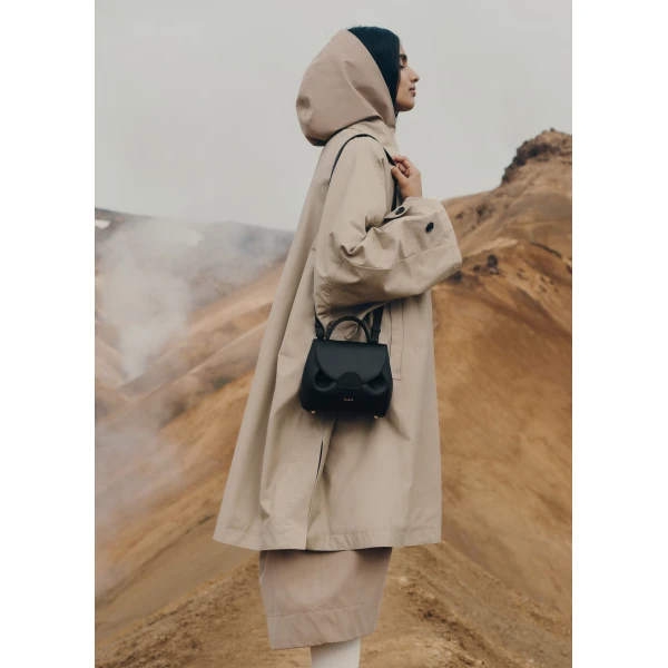 Polène Numéro Un Nano in Textured Black Bag, view 4 | Mini Bags | Luxury Shoes 