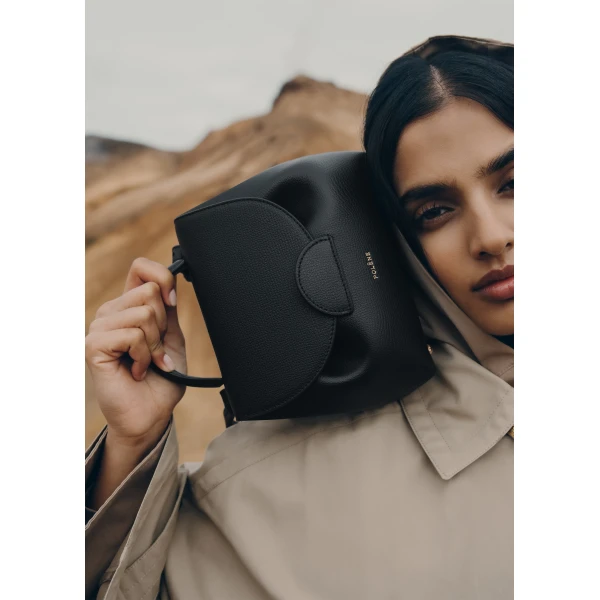 Polène Numéro Un Nano in Textured Black Bag, view 6 | Mini Bags | Luxury Shoes 