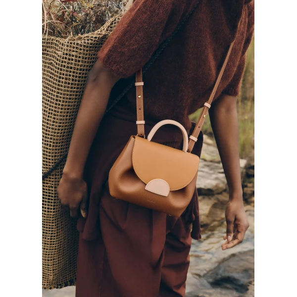 Polène Numéro Un Nano in Trio Camel Bag, view 3 | Mini Bags | Luxury Shoes 