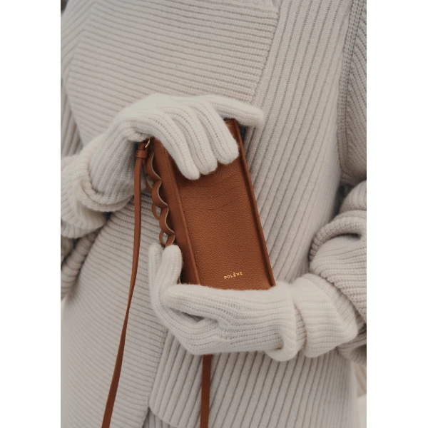 Polène Onda Phone Case in Cognac, view 3 | Phone Cases | Luxury Shoes 