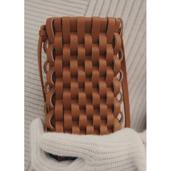 Polène Onda Phone Case in Cognac, view 4 | Phone Cases | Luxury Shoes 