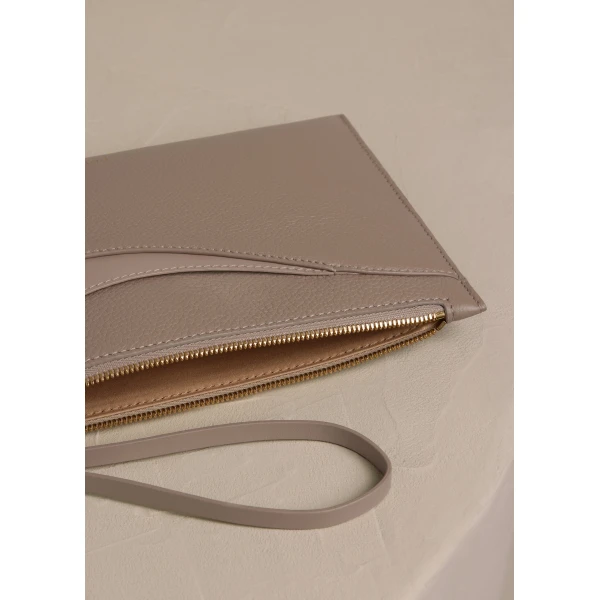 Polène Sierra Pouch in Duo Taupe, view 4 | Wallets & Purses | Luxury Shoes 