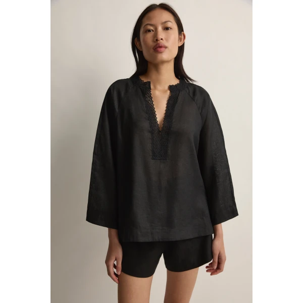 Posse Alfie Blouse in Black | Blouse | Luxury Shoes , view 2