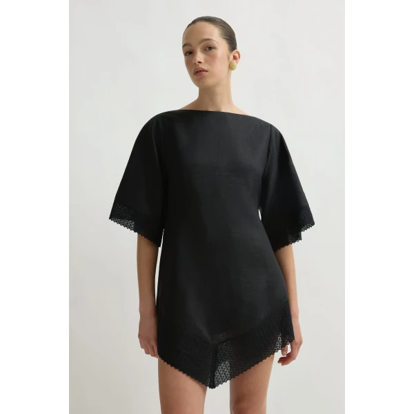 Posse Alfie Dress in Black | Midi Dresses | Luxury Shoes , view 2