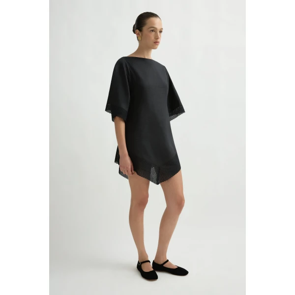 Posse Alfie Dress in Black | Midi Dresses | Luxury Shoes , view 5