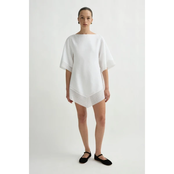 Posse Alfie Dress in Ivory | Midi Dresses | Luxury Shoes , view 2