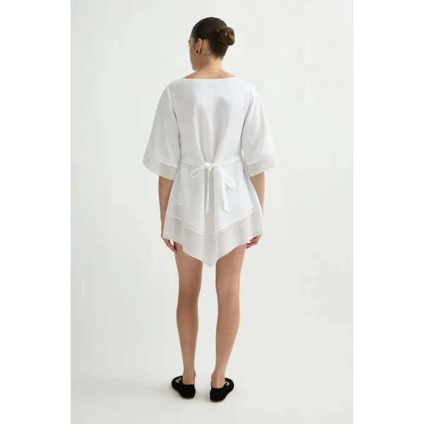 Posse Alfie Dress in Ivory | Midi Dresses | Luxury Shoes , view 5