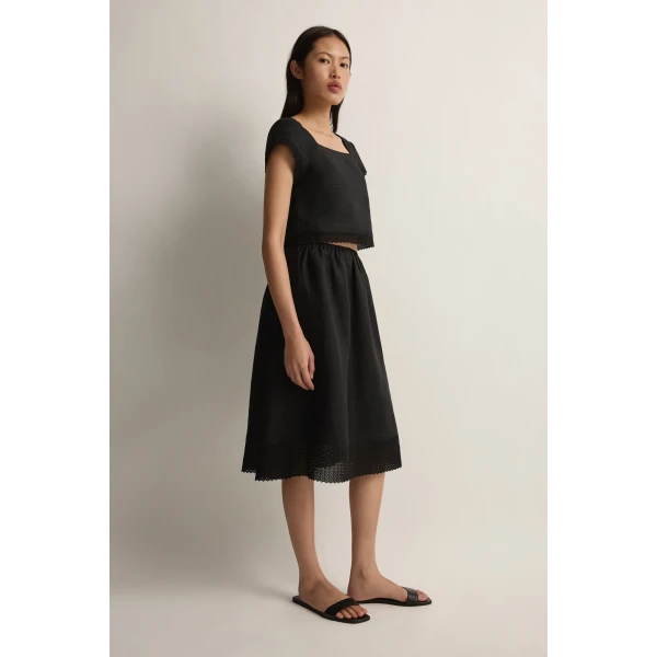 Posse Alfie Skirt in Black | Midi Skirts | Luxury Shoes , view 4