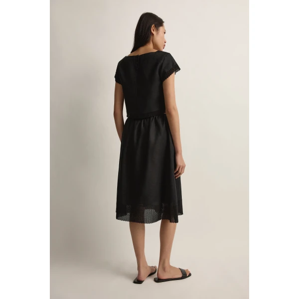 Posse Alfie Skirt in Black | Midi Skirts | Luxury Shoes , view 5