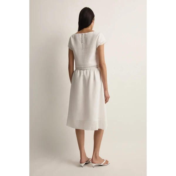 Posse Alfie Skirt in Ivory | Midi Skirts | Luxury Shoes , view 5