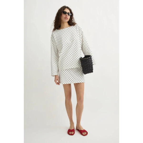 Posse Bea Long Sleeve Top in Cream Black Polka Dot | Long Sleeve | Luxury Shoes , view 3