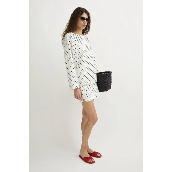 Posse Bea Long Sleeve Top in Cream Black Polka Dot | Long Sleeve | Luxury Shoes , view 4