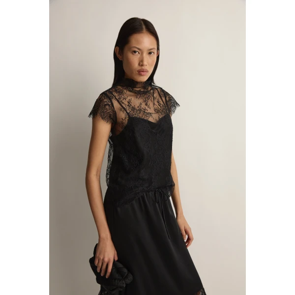 Posse Blake Lace Tee in Black | T-shirts | Luxury Shoes , view 4