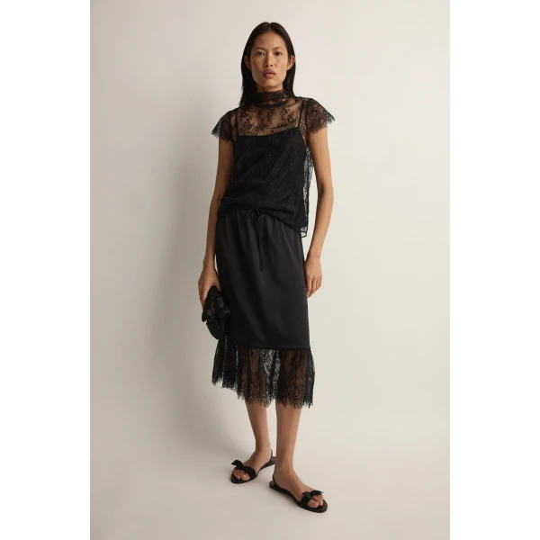 Posse Blake Skirt in Black | Midi Skirts | Luxury Shoes , view 2