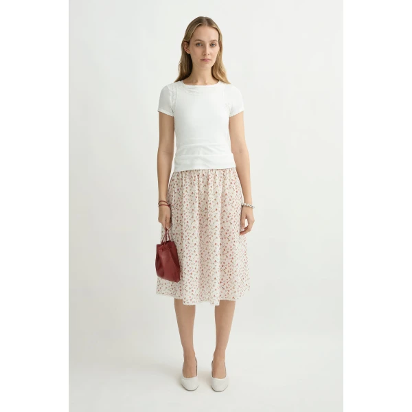Posse Charlotte Skirt in Watercolour Floral | Midi Skirts | Luxury Shoes , view 2