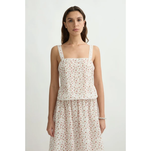 Posse Charlotte Top in Watercolour Floral | Tops | Luxury Shoes , view 2