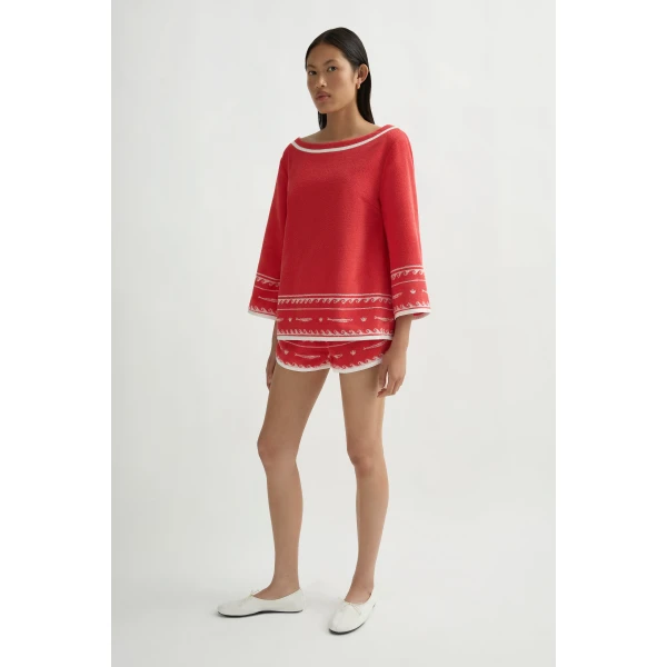 Posse Cody Top in Red Ivory Fish | Tops | Luxury Shoes , view 4