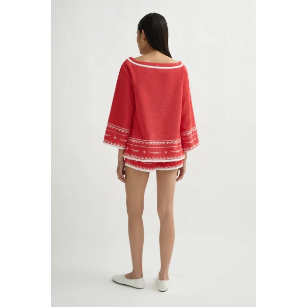 Posse Cody Top in Red Ivory Fish | Tops | Luxury Shoes , view 5
