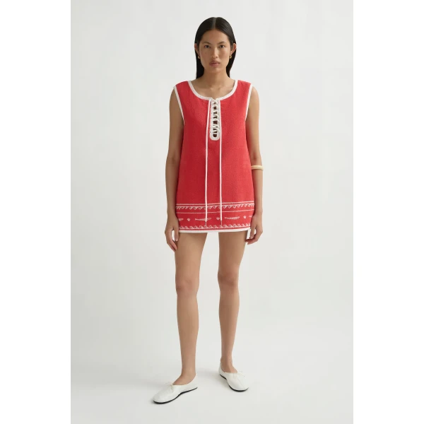 Posse Cody Tunic in Red Ivory Fish | Tops | Luxury Shoes , view 2