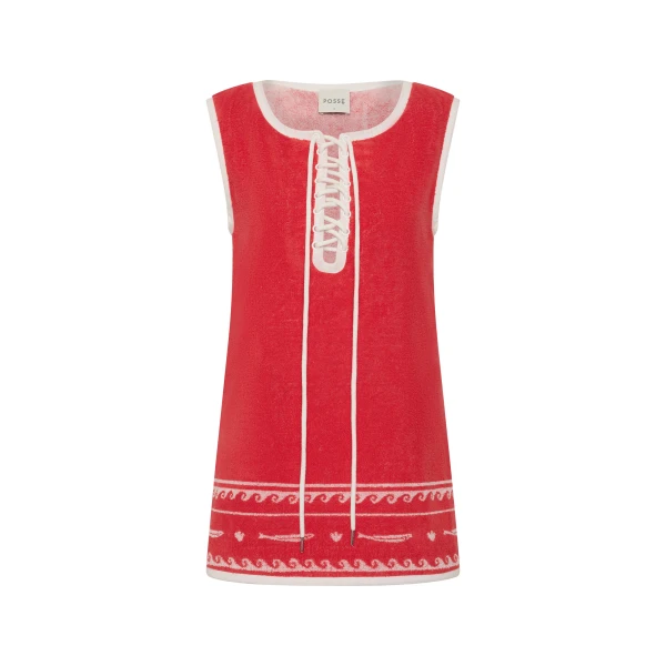 Posse Cody Tunic in Red Ivory Fish | Tops | Luxury Shoes 