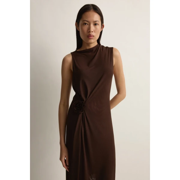 Posse Cynthia Dress in Chocolate | Midi Dresses | Luxury Shoes , view 3