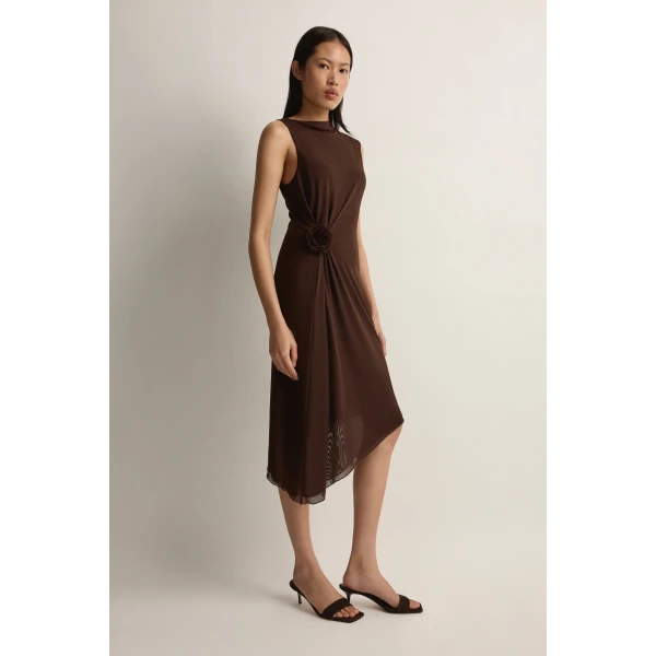 Posse Cynthia Dress in Chocolate | Midi Dresses | Luxury Shoes , view 4
