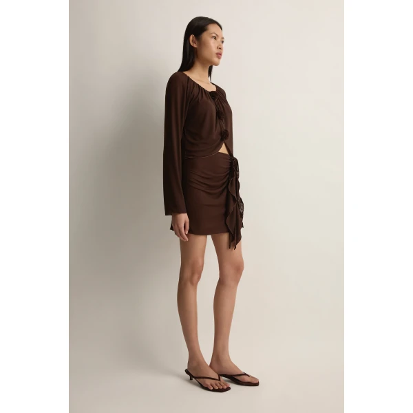 Posse Cynthia Skirt in Chocolate | Midi Skirts | Luxury Shoes , view 4