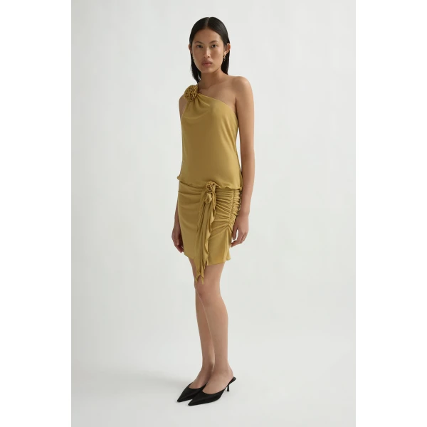 Posse Cynthia Skirt in Rattan | Midi Skirts | Luxury Shoes , view 4