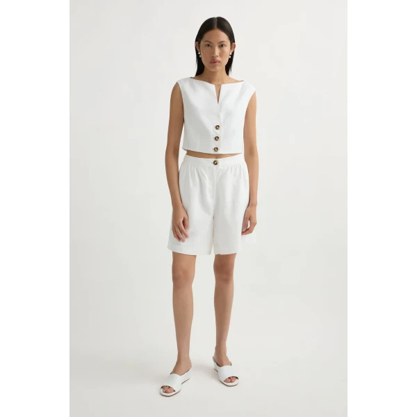 Posse Dakota Short in Ivory | Shorts | Luxury Shoes , view 3