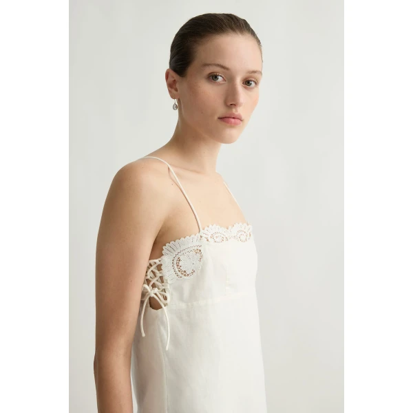 Posse Darya Dress in Cream | Midi Dresses | Luxury Shoes , view 4