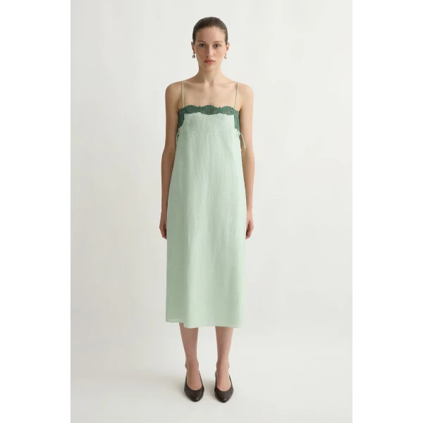 Posse Darya Dress in Green | Midi Dresses | Luxury Shoes , view 4