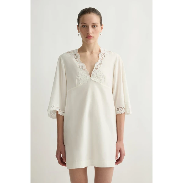 Posse Darya Kaftan in Cream | kaftan | Luxury Shoes , view 2