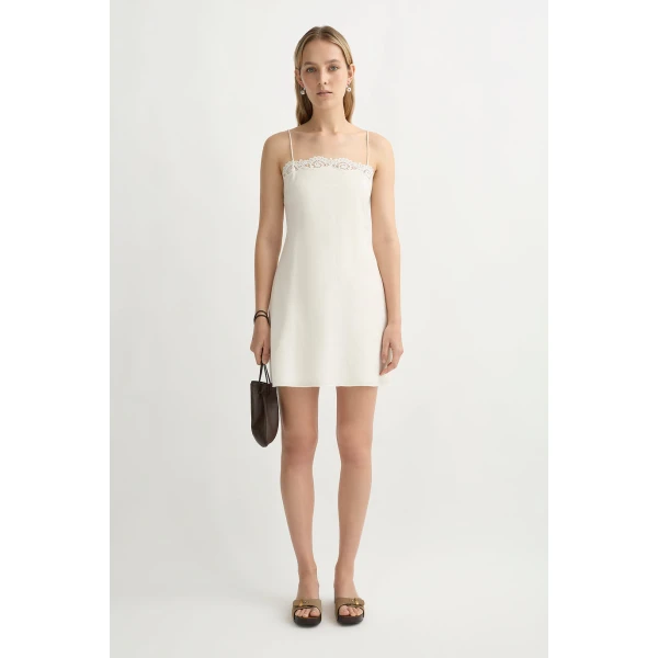 Posse Darya Mini Dress in Cream | Mini Dresses | Luxury Shoes , view 2