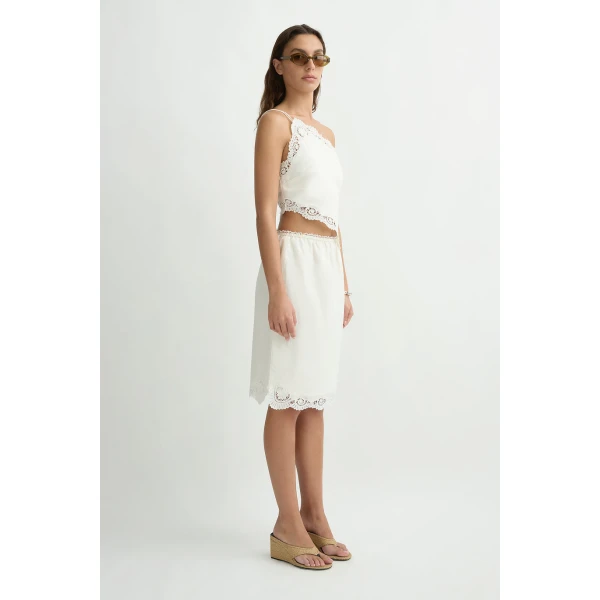 Posse Darya One Shoulder Top in Cream | Tops | Luxury Shoes , view 4