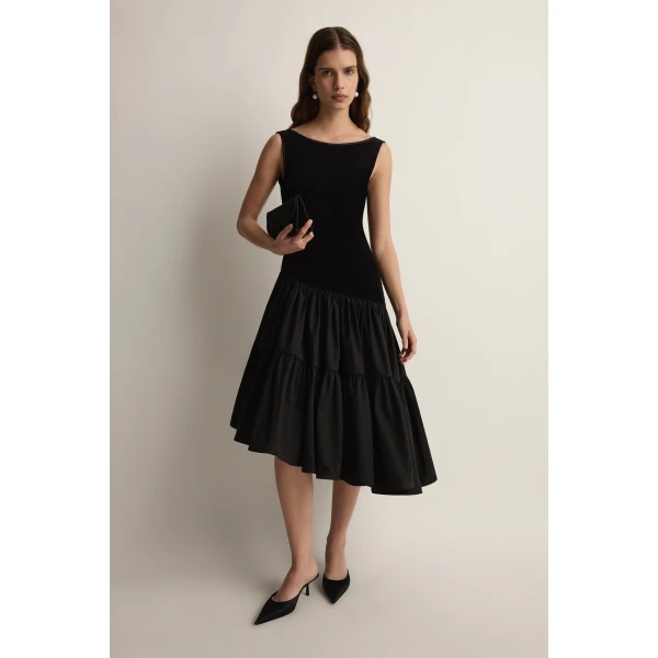 Posse Dean Dress in Black | Midi Dresses | Luxury Shoes , view 2