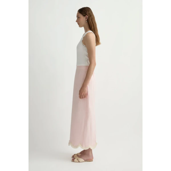 Posse Essie Column Skirt in Soft Pink | Maxi Skirts | Luxury Shoes , view 4
