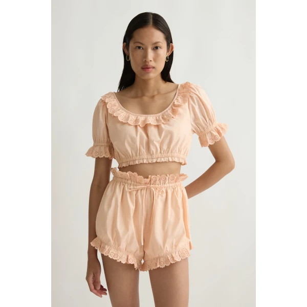 Posse Ezra Crop Top in Peach Sorbet | Tops | Luxury Shoes , view 2