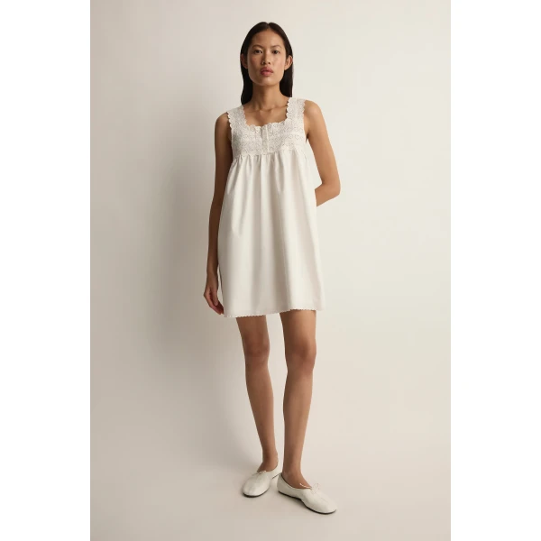 Posse Ezra Shift Mini Dress in Vintage White | Mini Dresses | Luxury Shoes , view 2
