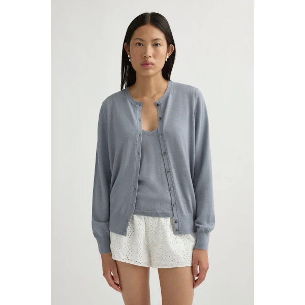 Posse Finn Cardigan in Grey | Cardigan | Luxury Shoes , view 2