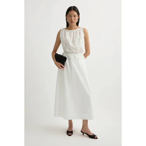 Posse Harriet Boat Neck Top in Vintage White | Tops | Luxury Shoes , view 2