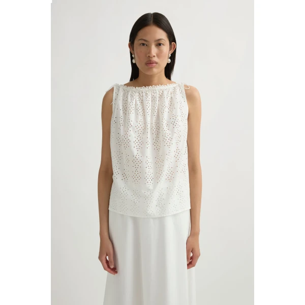 Posse Harriet Boat Neck Top in Vintage White | Tops | Luxury Shoes , view 3