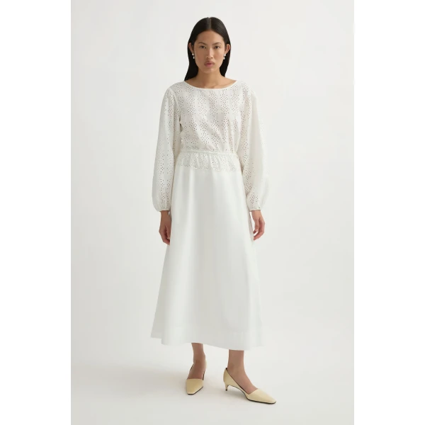 Posse Harriet Skirt in Vintage White | Midi Skirts | Luxury Shoes , view 2